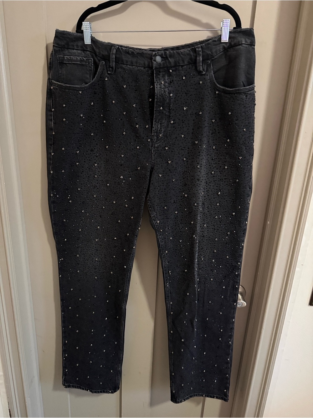 Good American Black Diamond Studded jeans